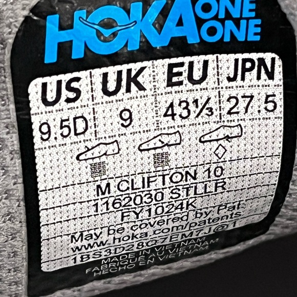 Hoka Clifton 10 Running Shoes. Men’s Size 9.5D Color Gray - Picture 8 of 9